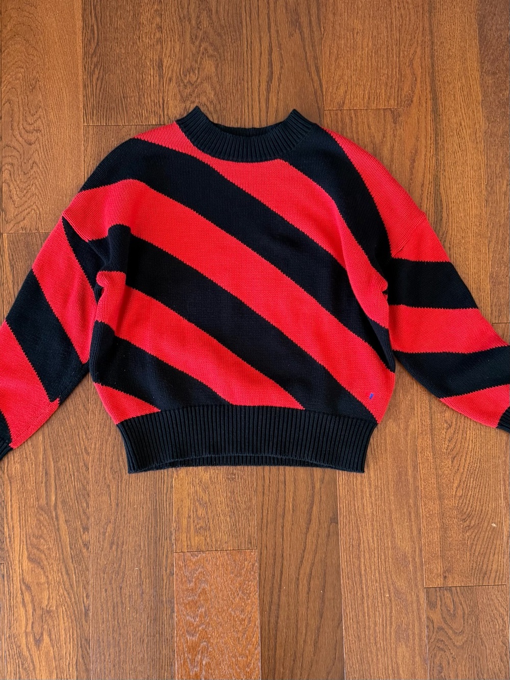 Clare V. Drop Shoulder Sweater Black/Poppy Stripe XS - Picture 7 of 8